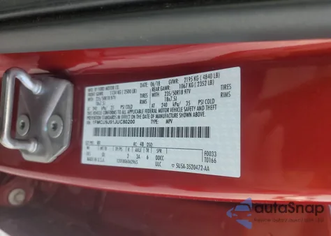 2018 Ford Escape Titanium from USA, damaged, VIN 1FMCU9J91JUC80200